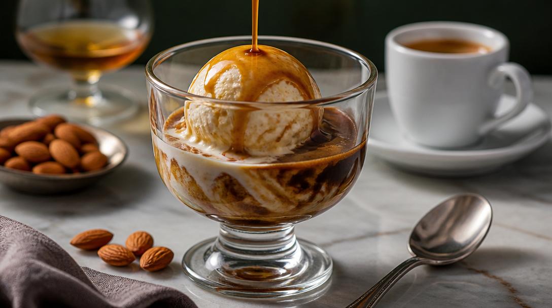 Affogato s mandlovým likérem Amaretto: Když se zmrzlina potká s italským espressem