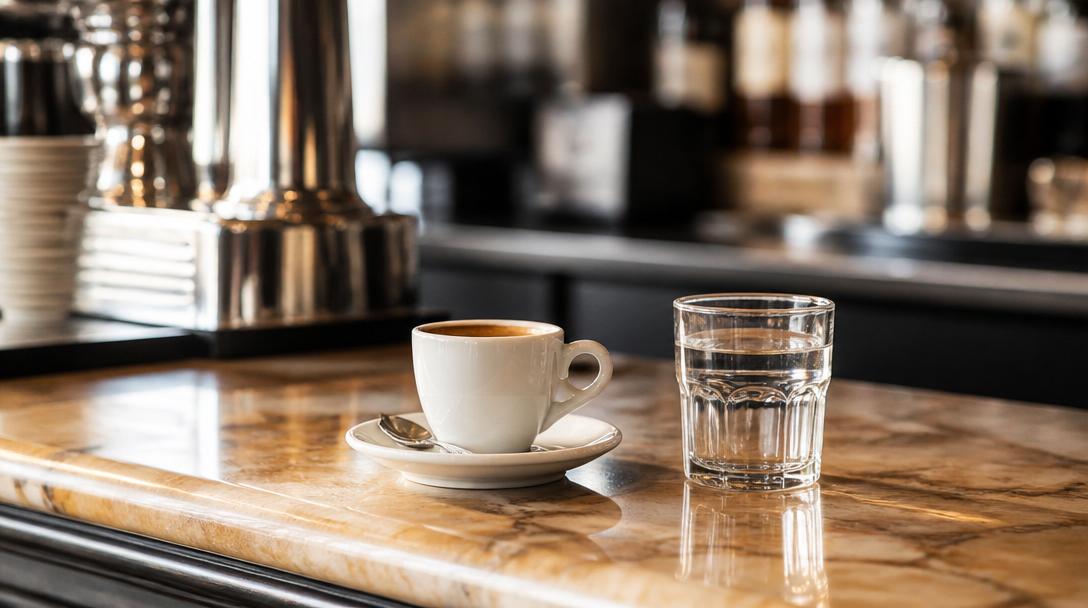 Tajemství sklenky vody podávané k pravému italskému espressu