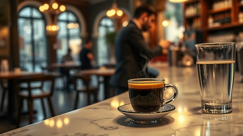 Proč pít espresso jako Ital význam sklenice vody a pití na stojáka u baru