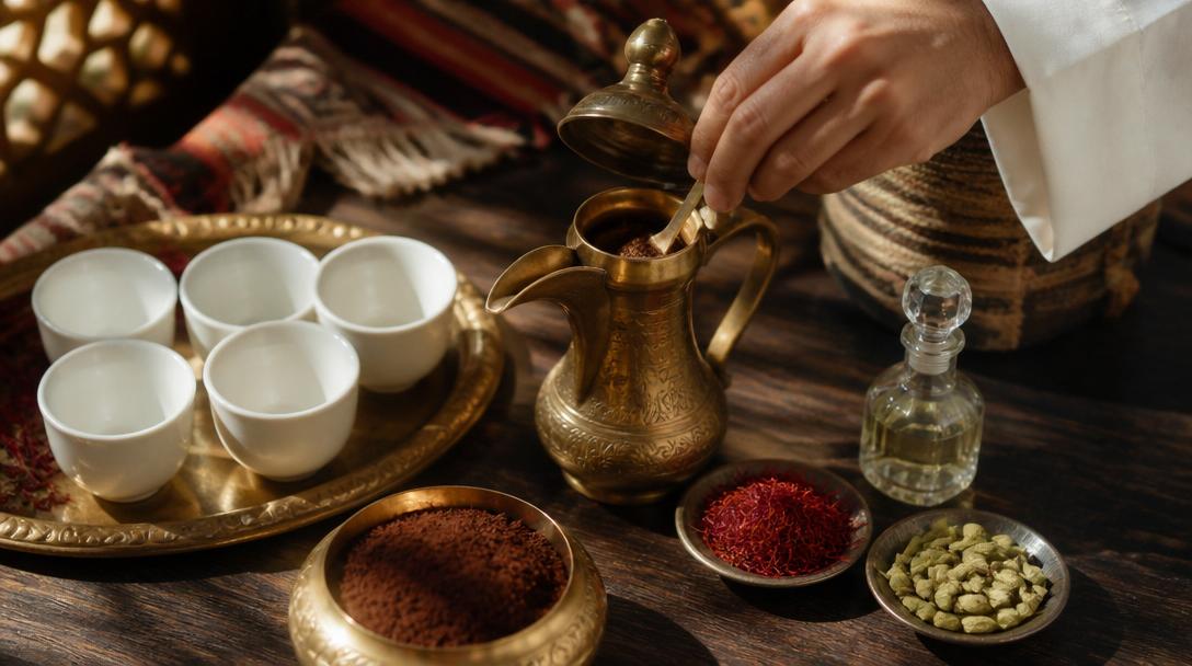Káva po arabsku: Recept s kardamomem, šafránem a růžovou vodou