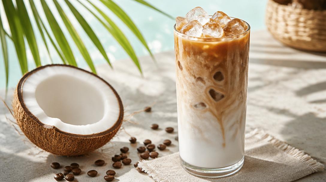 Kokosové ledové latte: Exotické letní osvěžení pro horké dny