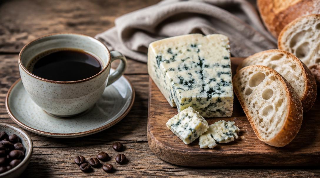 Netradiční kombinace kávy a zralých italských sýrů typu Gorgonzola