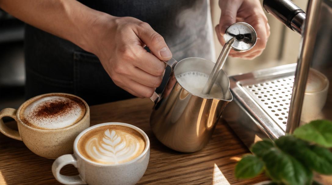 Optimální teplota mléka pro přípravu sladkého cappuccina a latte