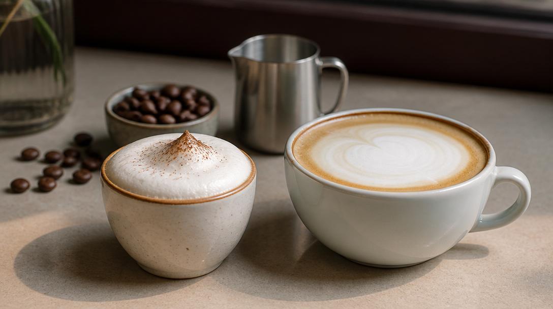 Porovnání klasického cappuccina z Milána a australského flat white