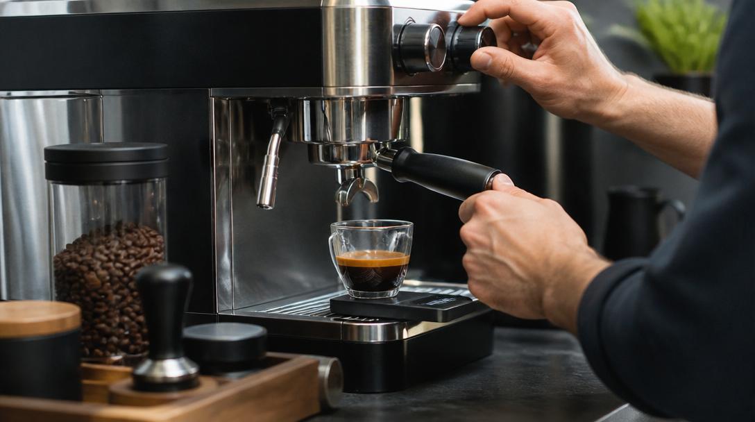 Využití digitální váhy při kalibraci domácího espresso kávovaru