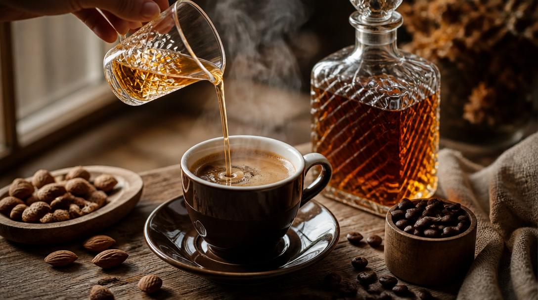 Využití mandlového likéru Amaretto v teplých kávových nápojích